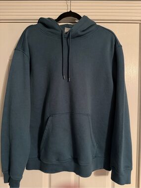 Home Essentials Men's Teal Pullover Hoodie - Casual Drawstring Sweatshirt